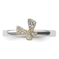 thumbnail image 2 of Auriga Fine Jewelry 925 Sterling Silver Gold-plate Butterfly Diamond Ring for Women Size- 10, 2 of 4