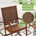 thumbnail image 3 of Gymax Wood Rocking Chair w/ PU Seat & Rubber Wood Frame Indoor/Outdoor Brown, 3 of 5
