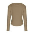 thumbnail image 7 of Womens Scoop Neck Crop Tops Slim Fit Long Sleeve Ribbed Knit T-Shirts Solid Y2k Casual Going Out Fall Clothes (M, Khaki), 7 of 7