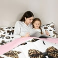 thumbnail image 4 of Manfei Lovely Bow Bowtie 7 Pieces Bedding Comforter Set,Ribbon Bowknot Full Bedding Set,Brown Leopard Print Fitted Sheet Flat Sheet For Girls,Luxury Bedroom Decor Reversible, 4 of 8