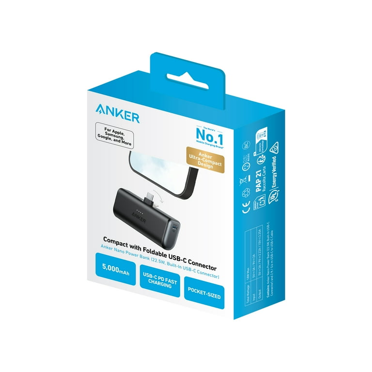 Anker Nano Power Bank (5,000mAh, 22.5W, Built-in USB-C Connector