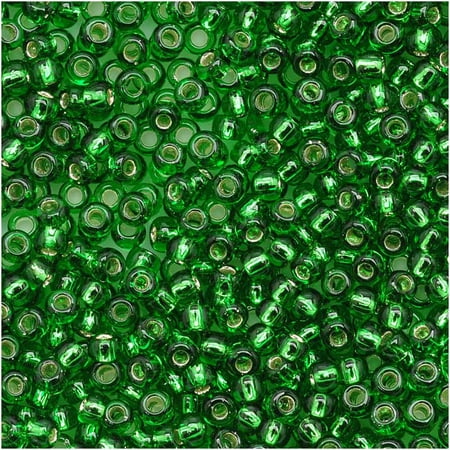 Toho Round Seed Beads 11/0 #27B 'Silver Lined Grass Green' 8 Gram