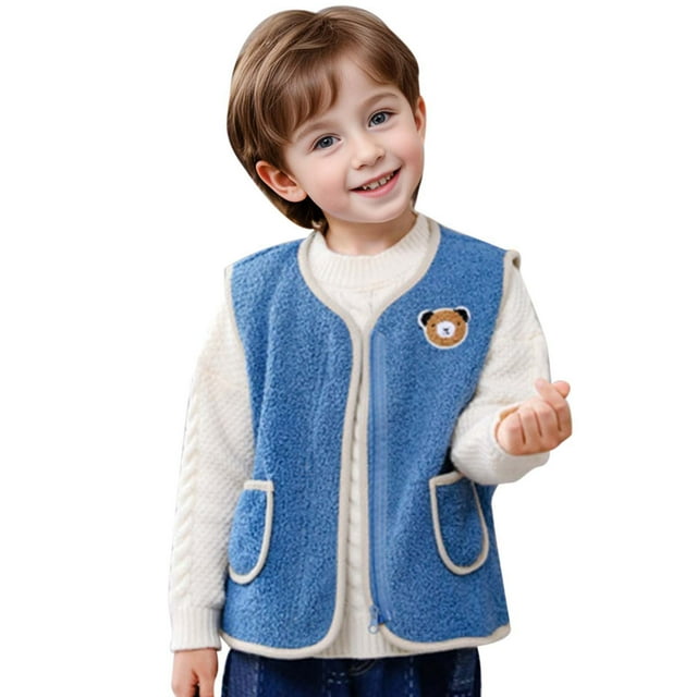 FAOWME Child Vests For Fall Wear Infants Plus Thick Vest For Coat For Baby Blue 12-24 Months