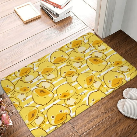 

Front Door Mat Indoor Outdoor Outside Entrance - 16*24in Washable Cool Duck With Yellow Strip -Thin Bathroom Rugs Fit Under Door Kitchen Rugs Mats for Floor Bath Rugs for Bathroom