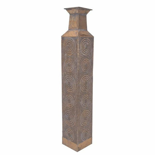 Benzara BM145893 Solide Métallique Marocain Percé Vase&44; Brun - Haut