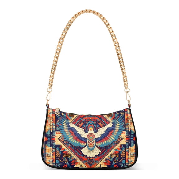 FORMRS Womens Shoulder Bag with Chain Strap Clutch Purse Cute Tote Handbag, Beige Geometric Eagle