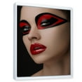 thumbnail image 3 of Designart 'Red Lips Black Makeup On The Eyes of Mask Girl' Modern Framed Canvas Wall Art Print, 3 of 5