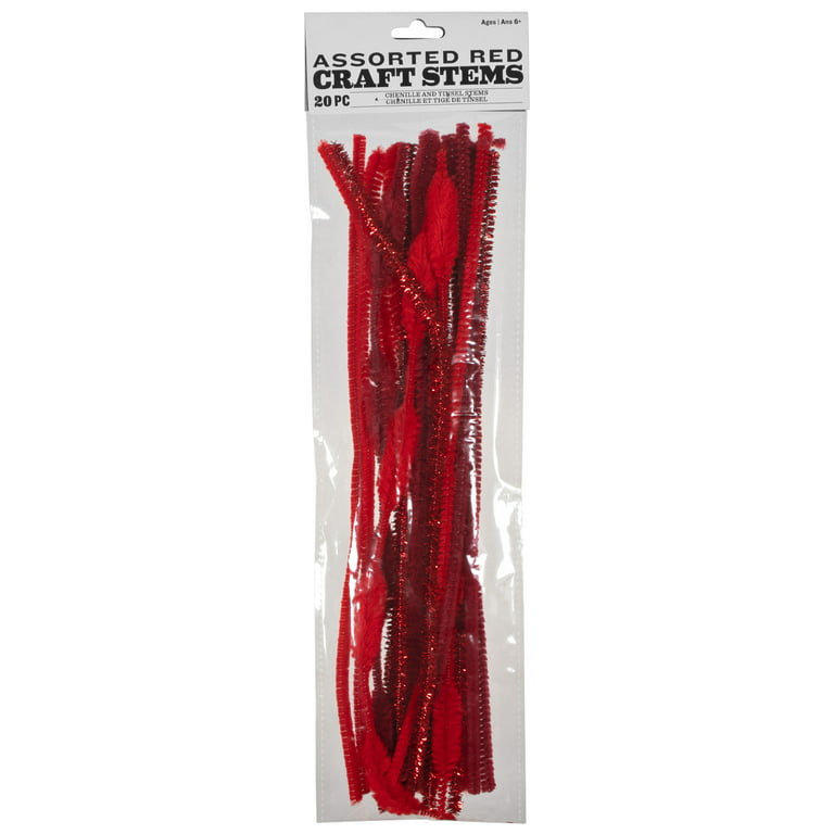 Juasky 400Pcs 6mm×12 Inch Red Pipe Cleaners Thick Soft Chenille Stems Bulk  for Craft Supplies