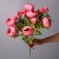 thumbnail image 1 of Nvzi Ramo de peonías simuladas de estilo europeo, 13 flores de primavera, ramos de peonías de seda artificiales, decoración del hogar para bodas, ramos de flores de aniversario, 10, 1 of 5