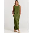 thumbnail image 5 of EASYBRAUS Women Sleeveless Pleated Vest and Cropped Wide Leg Pants Set Summer 2025 Casual Outfit S-3XL, 5 of 9