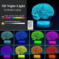 thumbnail image 2 of Lámpara de Ilusión 3D Cerebro POSSHE, Luz Nocturna Multicolor con Control Remoto, 2 of 9