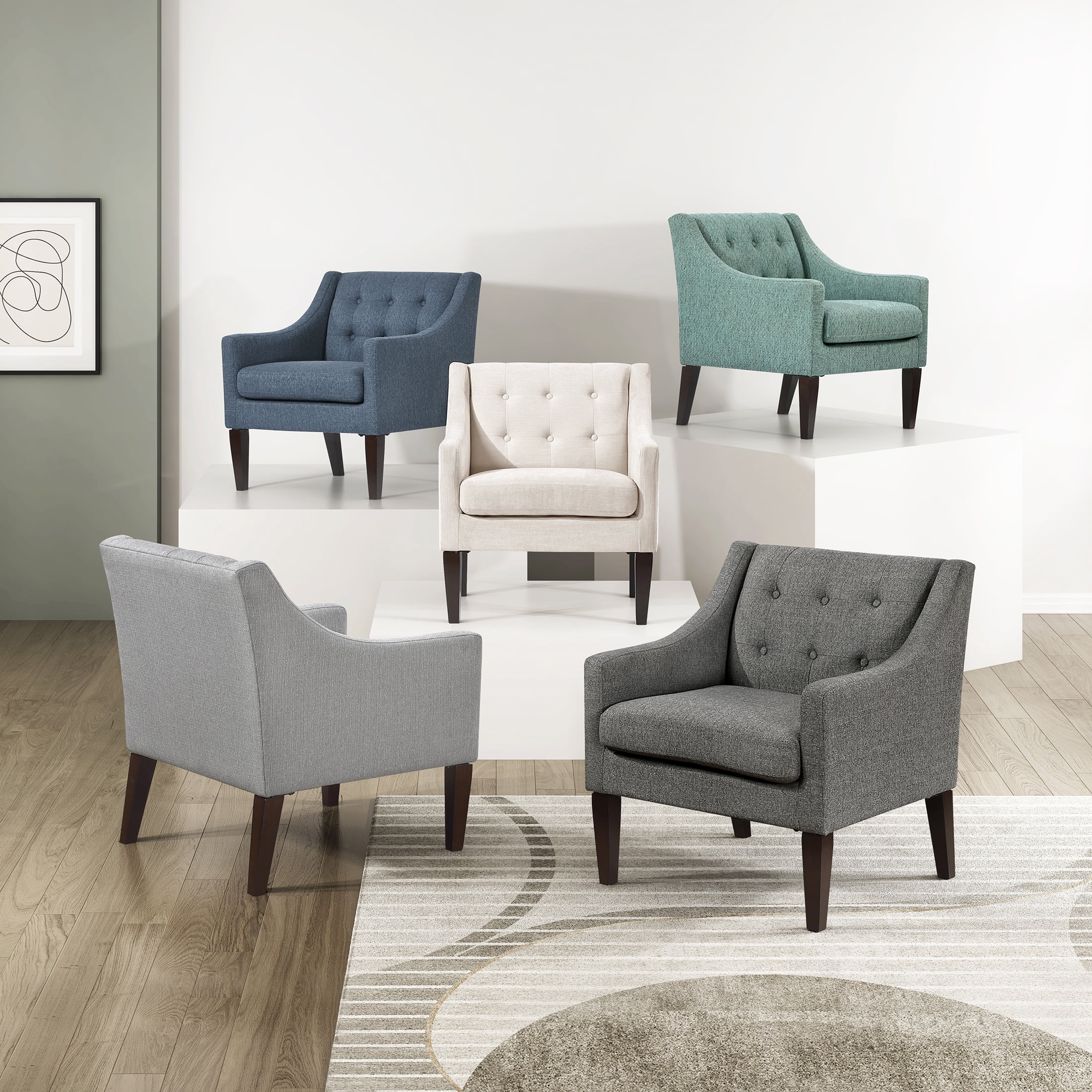 OakvillePark Solmera Textured Fabric Accent Chair, Green