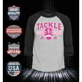 thumbnail image 2 of Shop4Ever Men's Men's Tackle Breast Cancer Ribbon Awareness Raglan Baseball Shirt Small Heather Grey/Black, 2 of 4