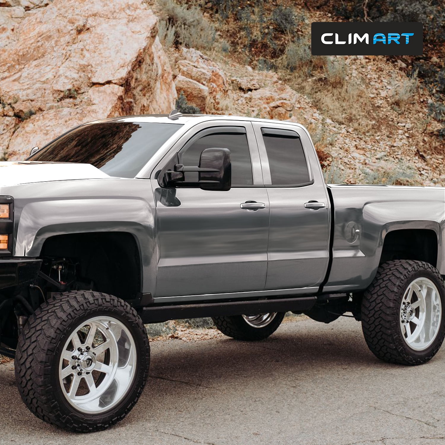 CLIM ART in-Channel Incredibly Durable Rain Guards for Chevrolet (Chevy) Silverado/GMC Sierra 2014-2018 Double Cab, Original Window Deflectors, Vent Window Visors, Truck Accessories, 4pcs- 614004