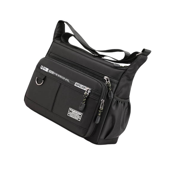 Xingzhi Men Shoulder Bag with Zipper Closure Girls Oxford Multilayer Pocket Tote Bag black