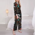 thumbnail image 3 of Saiise Futuristic Robot Hummingbird Print Women Soft Pajama Sets,Long Sleeve Sleepwear Button Up 2-Piece Pjs Lounge Sets-Small, 3 of 7