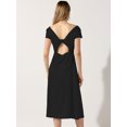 thumbnail image 3 of DARING DIVA Satin Cowl Neck Cap Sleeve Backless Split Midi Dress L Black, 3 of 6