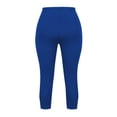 thumbnail image 5 of Capri Leggings for Women Elastic High Waisted 3/4 Length Yoga Pants Summer Soft Lightweight Workout Capris Royal Blue L, 5 of 5