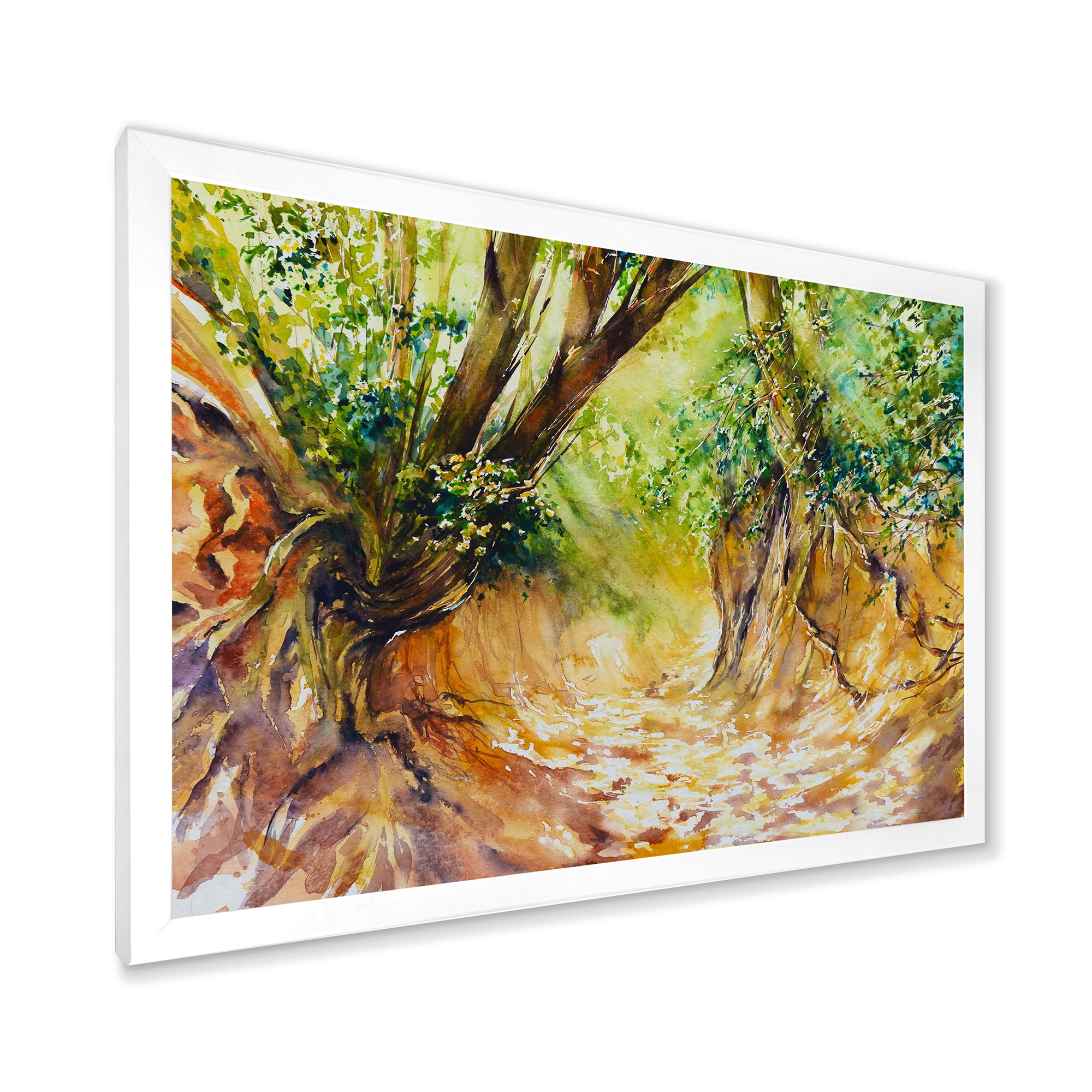 Designart 'Little Road in Deep Forest ' Traditional Framed Art Print