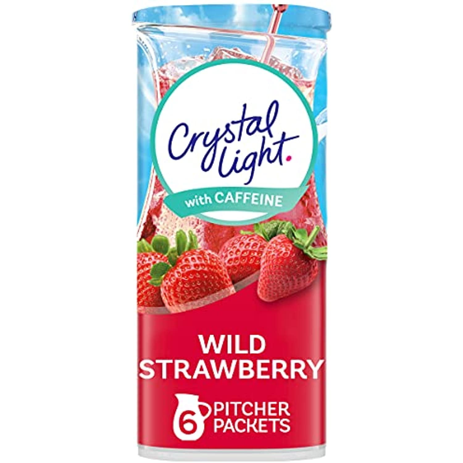Crystal Light Sugar-Free Energy Wild Strawberry Low Calories Powdered Drink Mix 6 Count Pitcher Packets