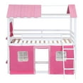 Bunk Wood House Bed, Wood Twin Over Twin House Bunk Bed with Built in