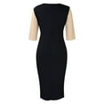 thumbnail image 6 of IROINNID Reduced Fall Dress for Women Semi Formal Evenning Party Sheath Dress Long Sleeved Commuting To Work Versatile 5/4 Sleeved Solid Color Matching Buttock Wrap Dress,Black, 6 of 9