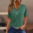 thumbnail image 2 of Women's T Shirt Tee Print Button Short Sleeve Daily Weekend Fashion Basic V- Neck Regular Top, 2 of 2