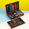 thumbnail image 3 of Juego de 130 pinceles de caja de madera de tres capas, suministros de arte, herramientas de pintura, crayones, acuarelas, bolígrafos, herramientas de pintura, logotipo, 3 of 5