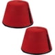 thumbnail image 1 of Paquete de 2 sombreros fez turcos rojos de fieltro y poliéster con borla negra, sombrero tradicional marroquí para fiestas temáticas, disfraces y eventos culturales., 1 of 5