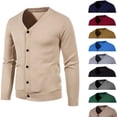 thumbnail image 2 of Cárdigan de punto para hombre, otoño 2024, talla M-5XL, fino, con cuello en V, básico, elástico, ajustado, suéter fino, abrigo informal versátil de color sólido, 2 of 4