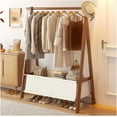 thumbnail image 1 of Foldable Clothing Garment Rack, Wooden Clothes Hanging Rack,Living Bedroom Office Storage Shelves,For Hanging Clothes,Easy To Assemble (Color : Brown-A, Size : 68cm), 1 of 1