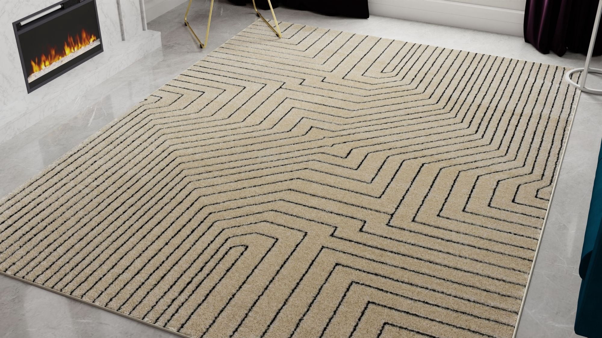 Rugs America Chanai CN90B Contemporary Geometric 5'0" X 7'0" Area Rug
