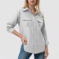 thumbnail image 2 of Gvdentm Womens Button Dress Shirts S-2XL Solid Long Sleeve Formal Collared Shirt Casual Business Blouse for Women (Light Gray,XL), 2 of 7