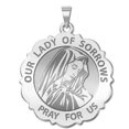 thumbnail image 3 of Picturesongold.Com Our Lady of Sorrows Scalloped Round Religious Medal Necklace Pendants - 3/4 inch Size of a Nickel -Solid 14K White Gold, 3 of 4