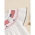 thumbnail image 6 of Okbabeha Newborn Baby Girls 4th of July Outfits Fourth of July Bubble Romper Fly Sleeve USA Flag Embroidery Bodysuits Summer Independence Day Clothes, 6 of 7