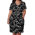 thumbnail image 3 of Vestido de verano holgado con bolsillos para mujer traje blanco con estampado de gafas de varias formas, 3 of 7