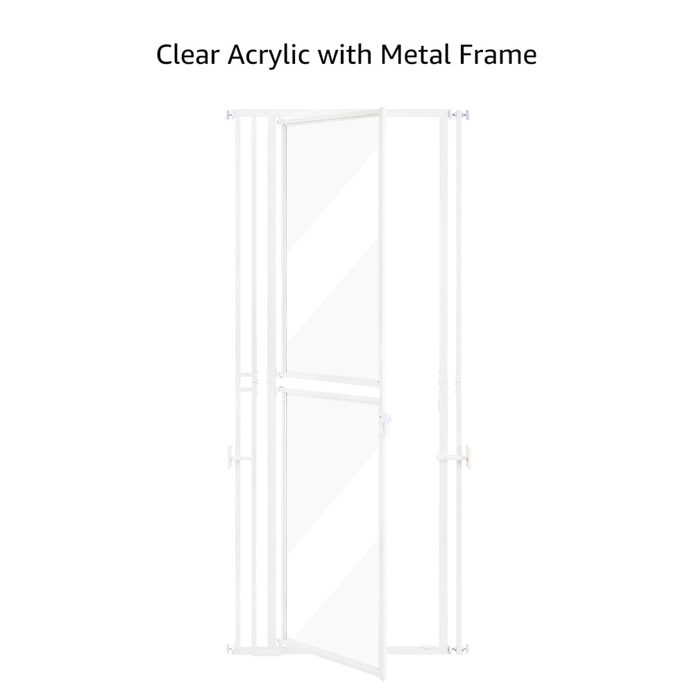 unipaws 79" Extra Tall Cat Gate, Clear Acrylic Dog Gate for Doorways, Fit 27.5"-37" Openings, White