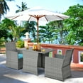 thumbnail image 3 of Patiojoy 3PCS Patio Rattan Furniture Set Outdoor Wicker Table & Chair Set w/Cushions Turquoise, 3 of 6