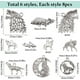 thumbnail image 2 of 1 CAJA 48 piezas 6 estilos de dijes de lobo, dije de lobo a granel, aleación de plata antigua, luna, dragón, estilo tibetano, pluma, animales salvajes, dijes redondos, 2 of 6