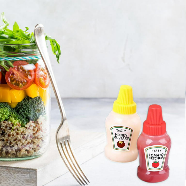 2PCS Mini Seasoning Sauce Bottle Portable Tomato Ketchup Bottle Salad  Dressing Container for Bento Lunch Box Kitchen Jars