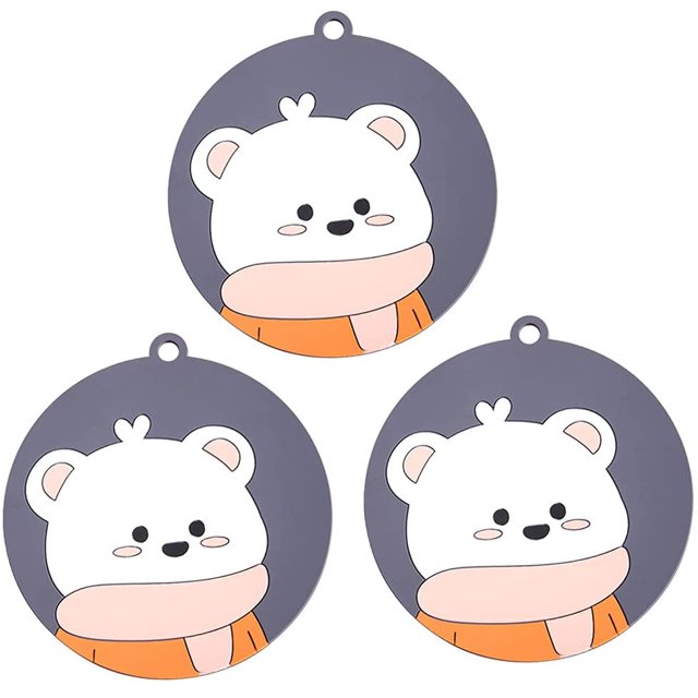 3-Piece Silicone Cute Animal Non-Slip Insulation Pad, Suitable for Any Table-Type Desktop Protection Home Restaurant Office (Bear)