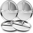 thumbnail image 1 of LOVEVER Assiettes pour Enfants en Acier Inoxydable, Ensemble de 4, Assiettes de Contrôle des Portions de 9”, Assiettes Compartimentées pour Adultes et Tout-Petits, Dîner Équilibré, Régime Bariatrique et Diabétique, Non Toxique, Camping, Assiettes à Collation en Métal f, 1 of 5