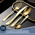 thumbnail image 3 of Gold Silverware Set,24 Piece Gilded Silverware Set Rack Service for 6，Mirror Polished Cutlery Utensil Set,Home Kitchen Eating Tableware Set,Include Fork Knife Spoon Holder Set,Dishwasher Safe, 3 of 9