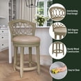 thumbnail image 6 of Hillsdale Furniture Adelyn Wood Counter Height Swivel Stool, Antique Graywash with Putty Beige Fabric, 6 of 13