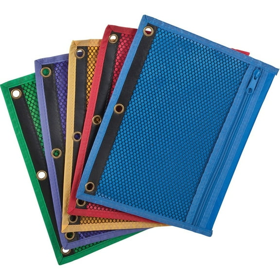 Oxford Zipper Binder Pockets - 7 1/2" x 10 1/2" Sheet - Ring Binder - Assorted - Vinyl - 1 Each | Bundle of 2 Each