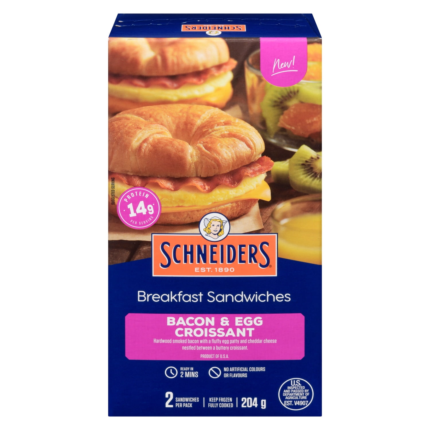 Sandwichs déjeuner Croissant au bacon et à l'œuf, 2 par paquet Schneiders 204 g