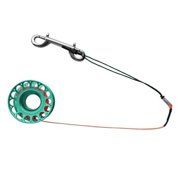 Aluminum Alloy Finger Reel Spool & 15m/30m Line, Double Dual End Clip for Scuba Diving Dive - Choose Reel Length Green