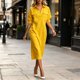 thumbnail image 4 of Neewe Womens Plain Lapel Collared 3/4 Sleeve with Pockets Casual Maxi Shirtdress Button Front Casual Dress, 4 of 5