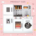 thumbnail image 4 of TLSUNNY Kids Play Kitchen, with Washer, Water Dispenser & Stove W/ Realistic Lights & Sounds, Wooden Kitchen Playset for Toddlers Ages 3+, 4 of 10