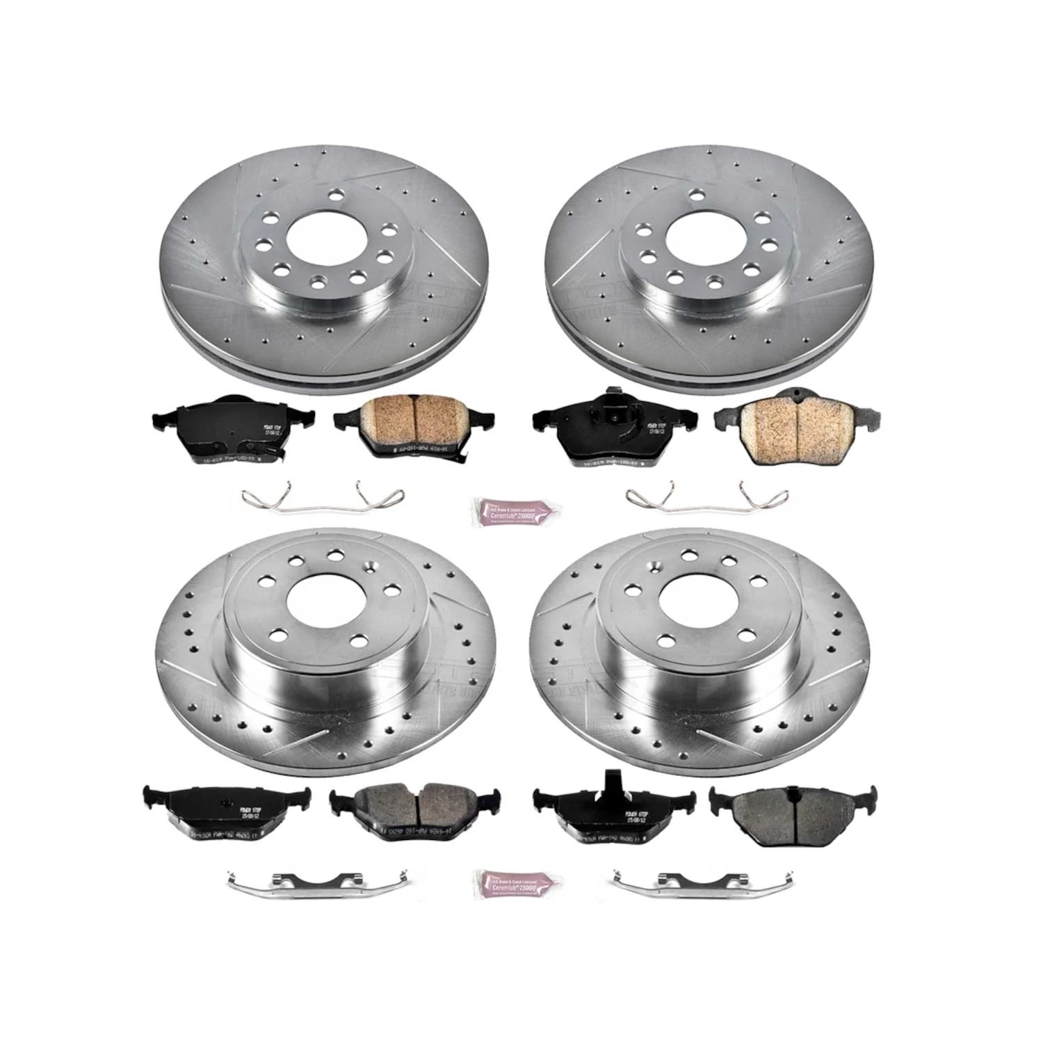 PowerStop Front and Rear Z23 Evolution Sport Carbon-Fiber Ceramic Brake Pad and Drilled & Slotted Rotor Kit Fits: SAAB Select Models K2808